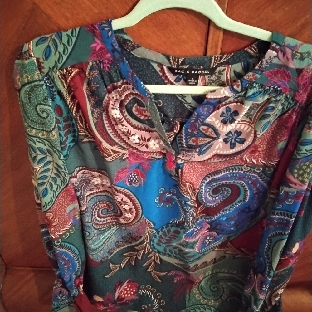 Zac & Rachel Women's Paisley Blouse - Blue and Red
